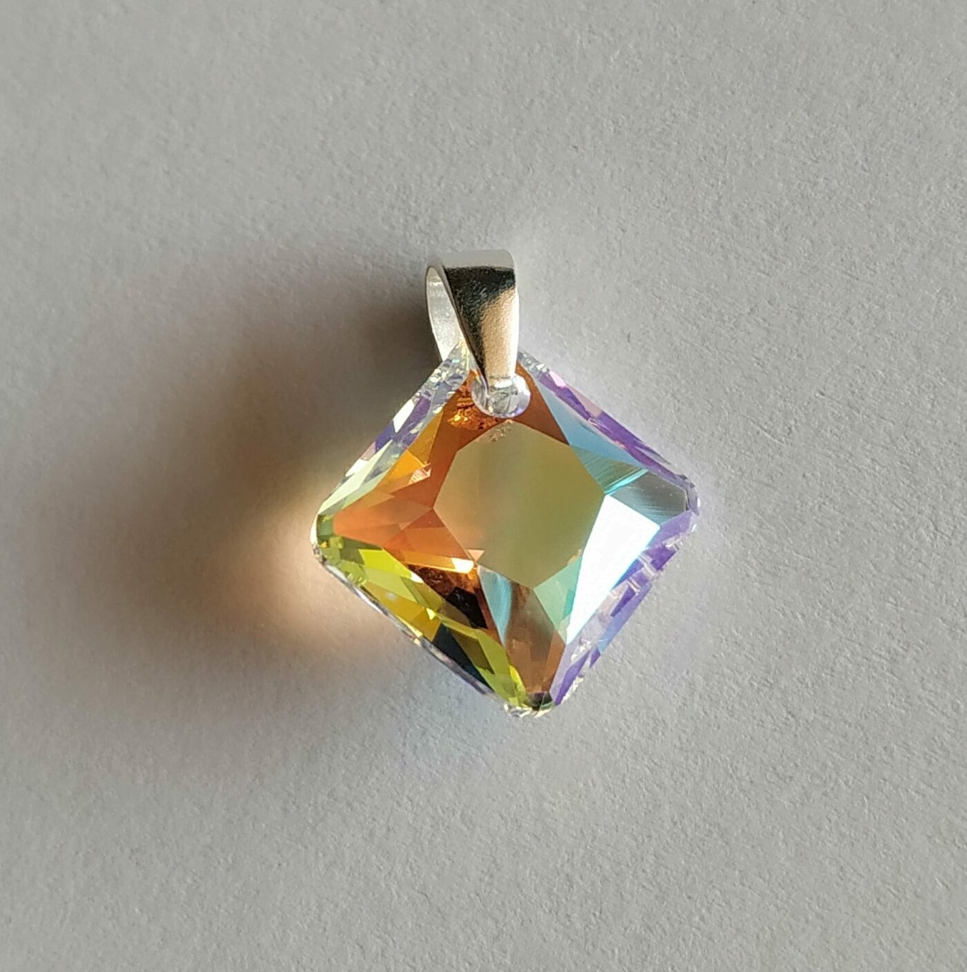 Colgante Princess Cut Blue Aurora Boreal