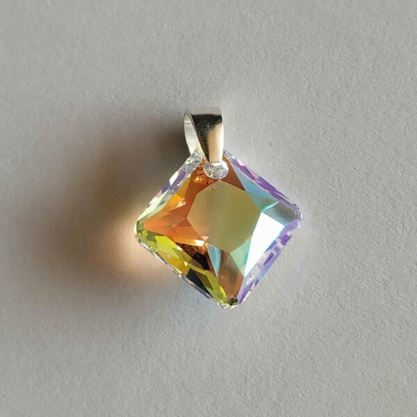 Colgante Princess Cut Blue Aurora Boreal
