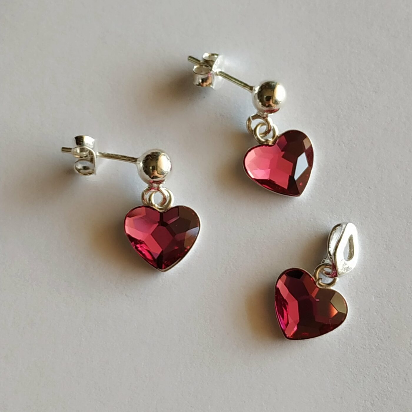Conjunto Corazon Plano Colgante Fuchsia - Imagen 2