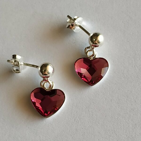 Pendientes Corazon Plano Colgante Fuchsia