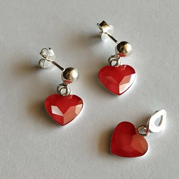 Conjunto Corazon Plano Colgante Royal Red