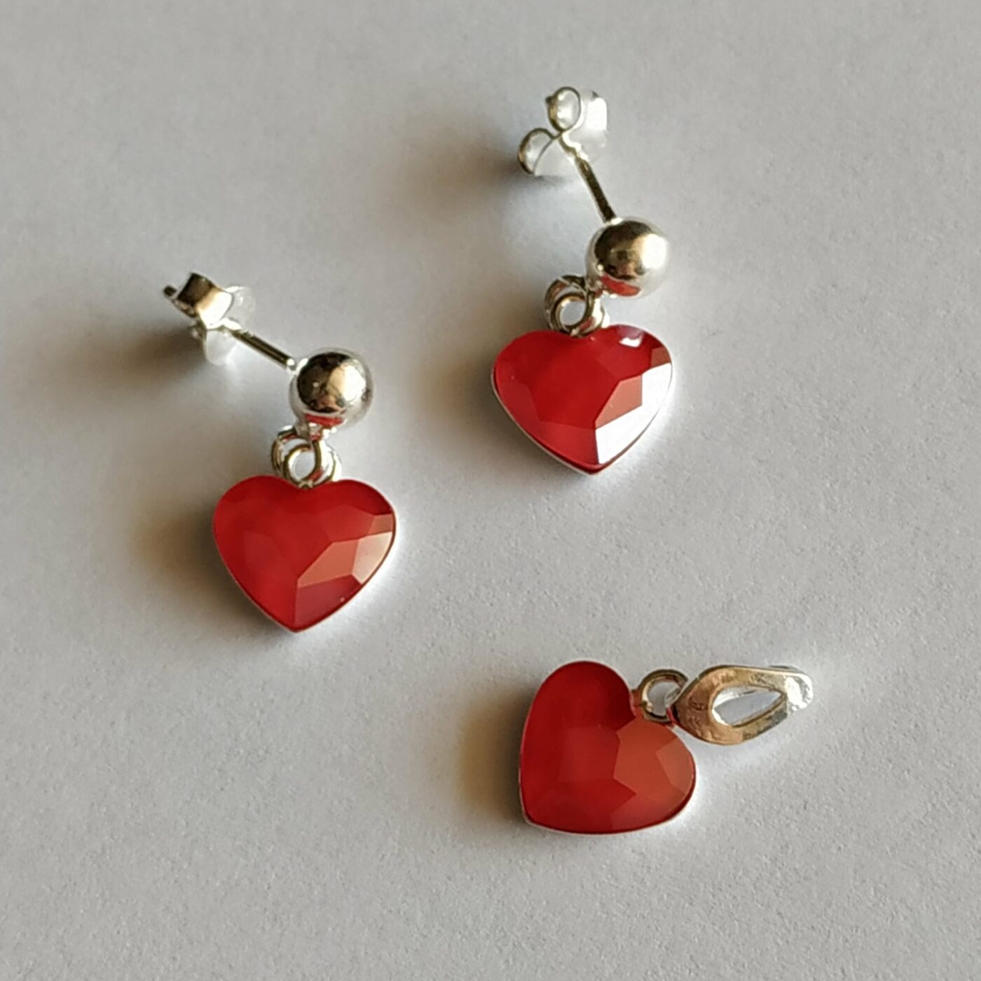 Conjunto Corazon Plano Colgante Royal Red - Imagen 2