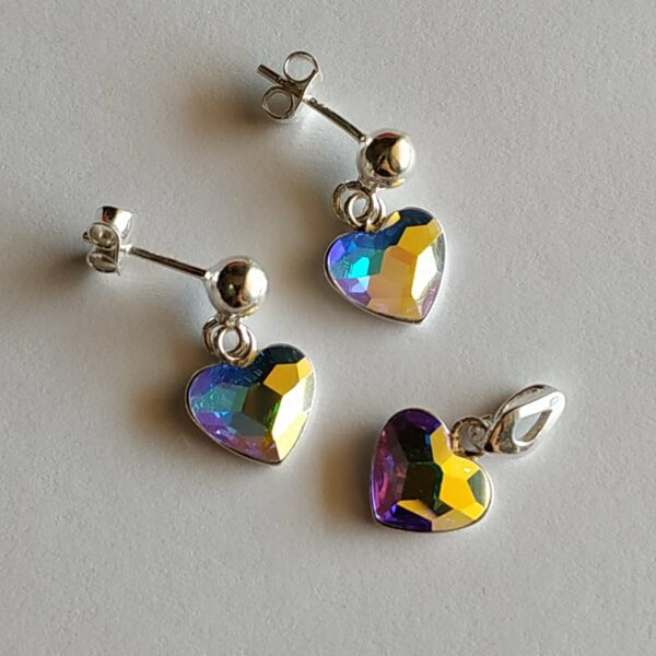 Conjunto Corazon Plano Colgante Aurora Boreale