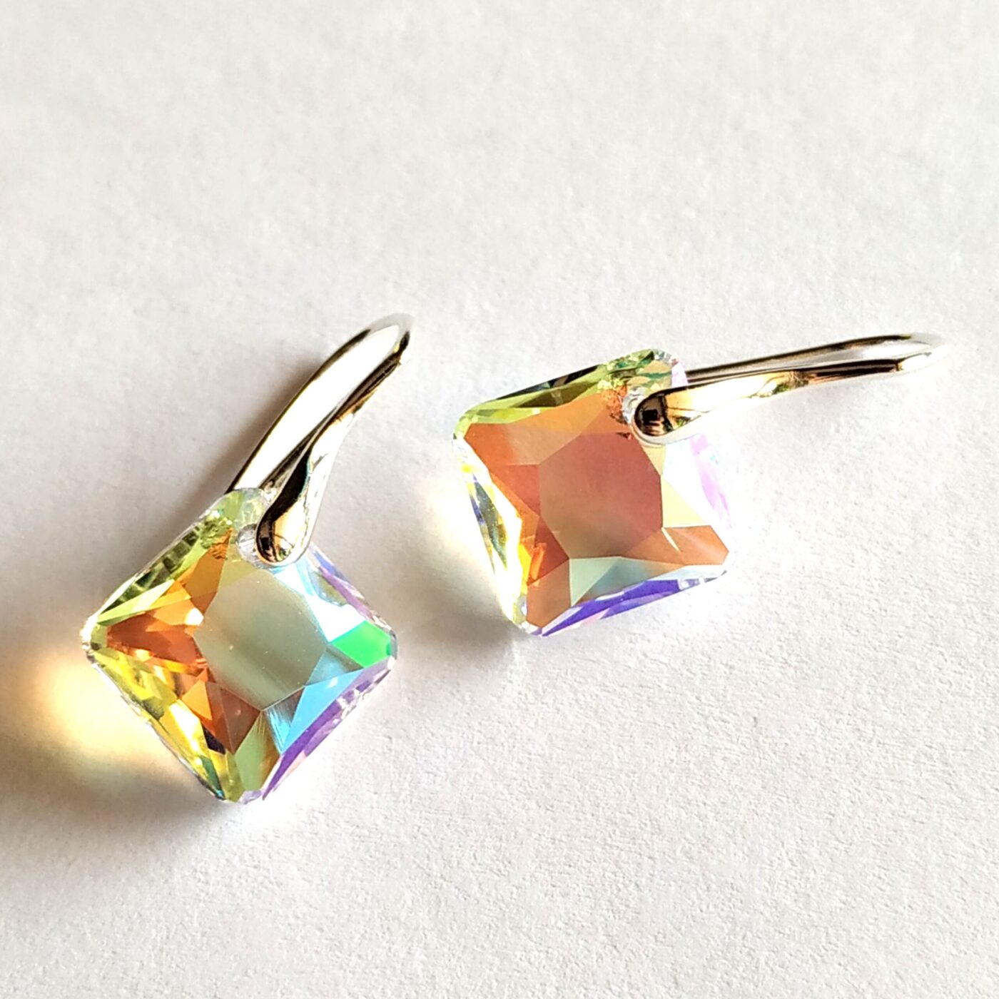Pendientes Princess Cut Blue Aurora Boreal Gancho