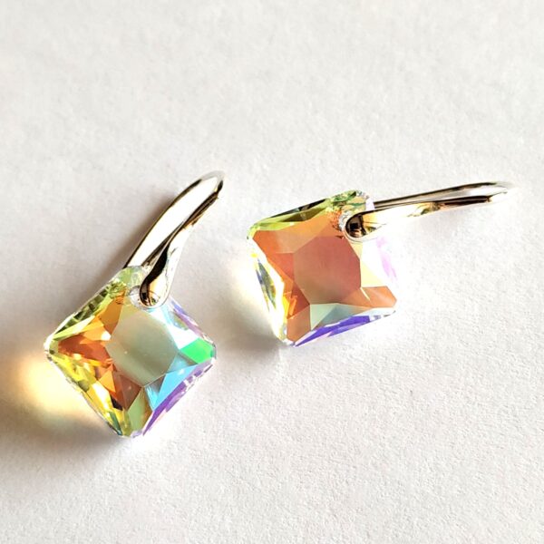 Pendientes Princess Cut Blue Aurora Boreal Gancho
