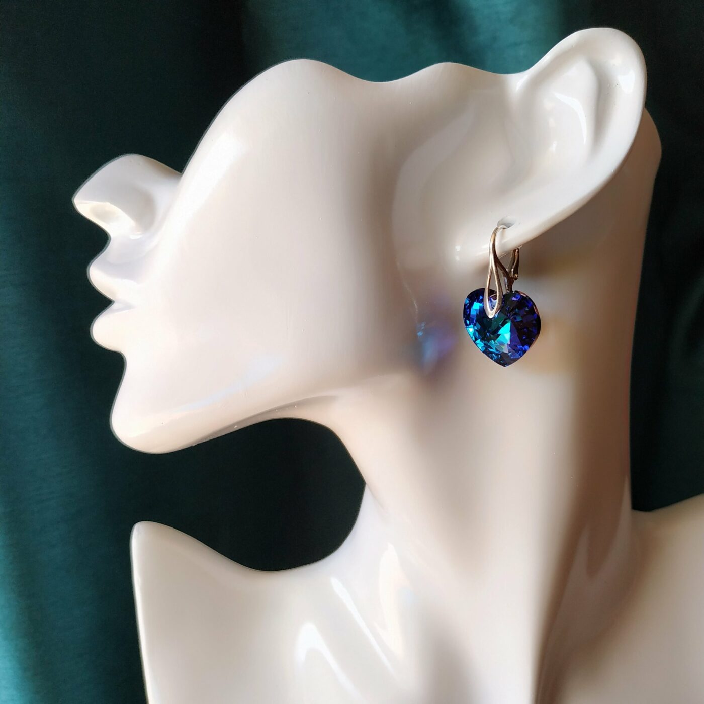 Conjunto Corazón Azul-Heliotrope formado por pendientes y colgante - Imagen 3