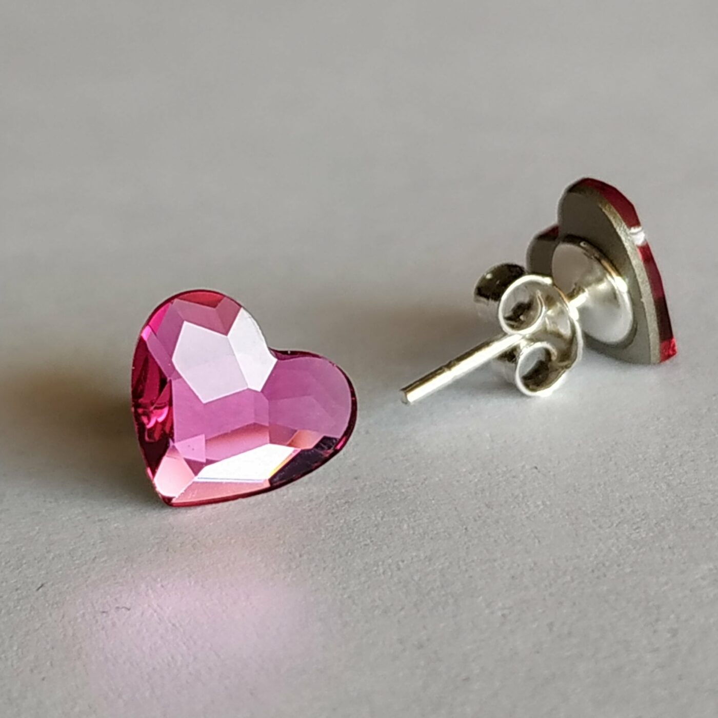 Pendientes Corazon Plano Fuchsia - Imagen 2