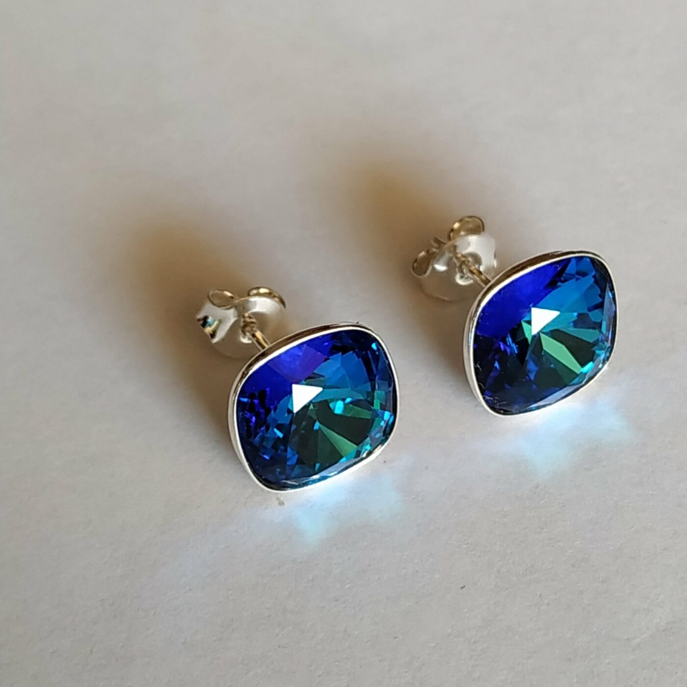 Pendientes Cuadrado Presion Bermuda Blue - Imagen 2