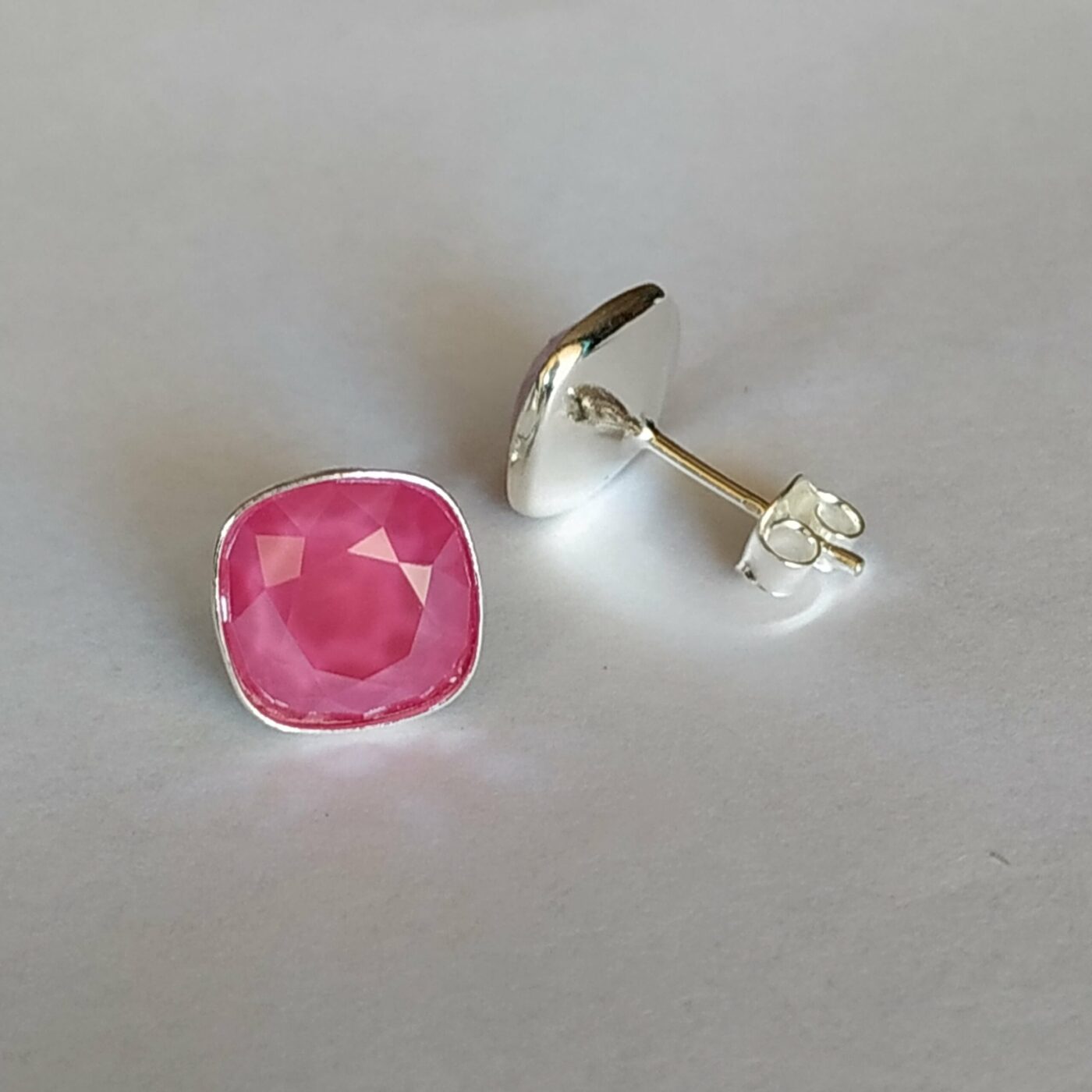 Pendientes Cuadrado Presion Peony Pink - Imagen 2