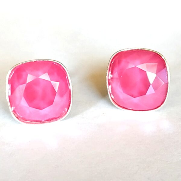Pendientes Cuadrado Presion Peony Pink