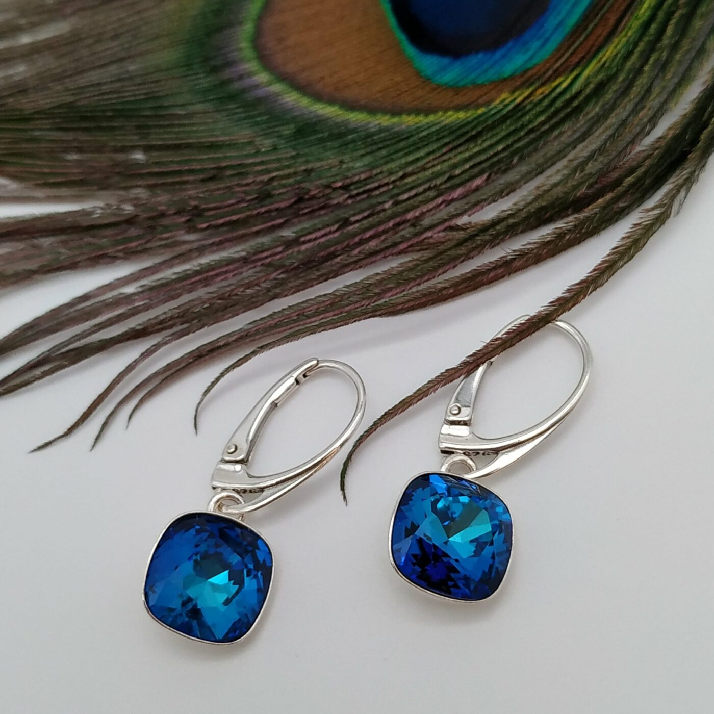 Pendientes Cuadrado Colgante Bermuda Blue - Imagen 3