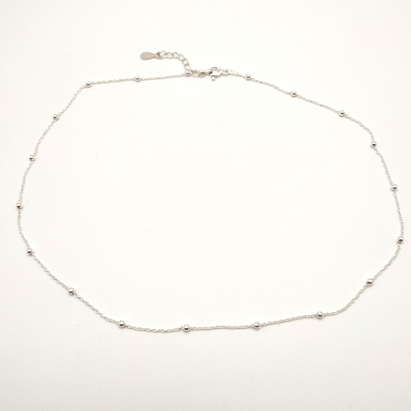 Gargantilla de Plata con Bolas Intercaladas, 45 cm cadena - Imagen 2