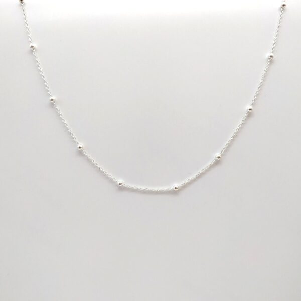 Gargantilla de Plata con Bolas Intercaladas, 45 cm cadena